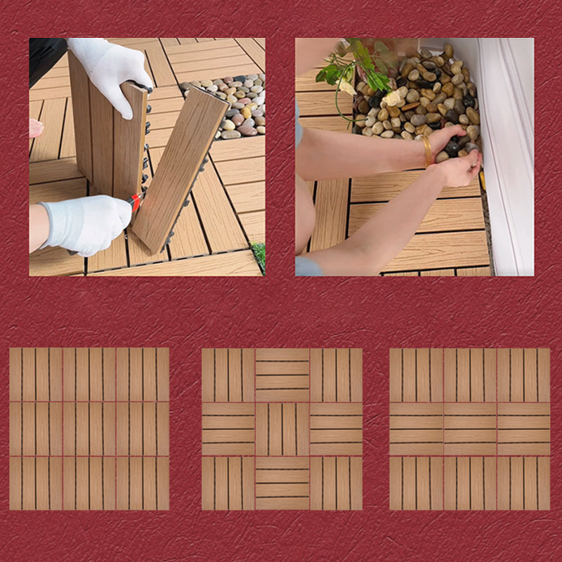 Square Engineer Wooden Floor Water Repellent Smooth Tile for Patio Garden