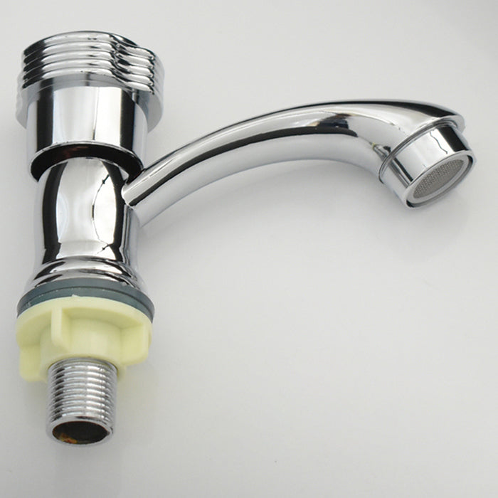 Contemporary Water Tap Knob Handle Low Arc Zinc Faucet in Silver