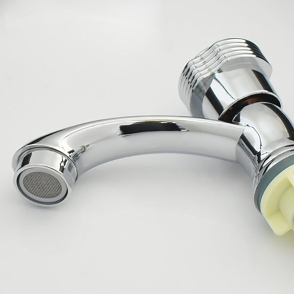 Contemporary Water Tap Knob Handle Low Arc Zinc Faucet in Silver