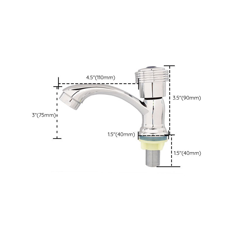 Contemporary Water Tap Knob Handle Low Arc Zinc Faucet in Silver