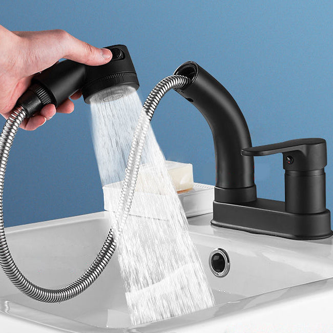 Modern Style Sink Faucet Copper Handle Low Arc Pull-Out Sink Faucet