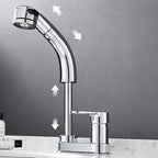 Modern Style Sink Faucet Copper Handle Low Arc Pull-Out Sink Faucet
