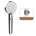 Round Spray Shower Head 6 Settings Adjustable Water Flow Handheld Shower Head