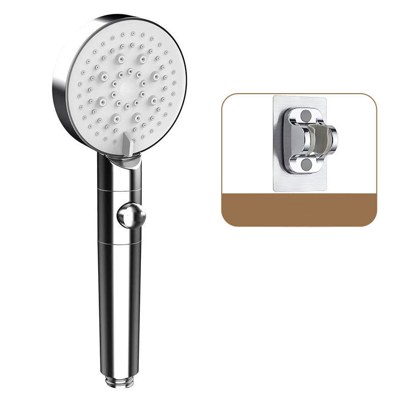 Round Spray Shower Head 6 Settings Adjustable Water Flow Handheld Shower Head