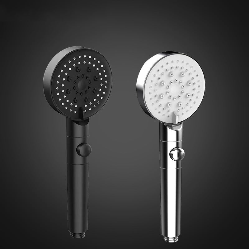 Round Spray Shower Head 6 Settings Adjustable Water Flow Handheld Shower Head