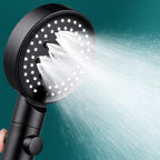 Round Spray Shower Head 6 Settings Adjustable Water Flow Handheld Shower Head