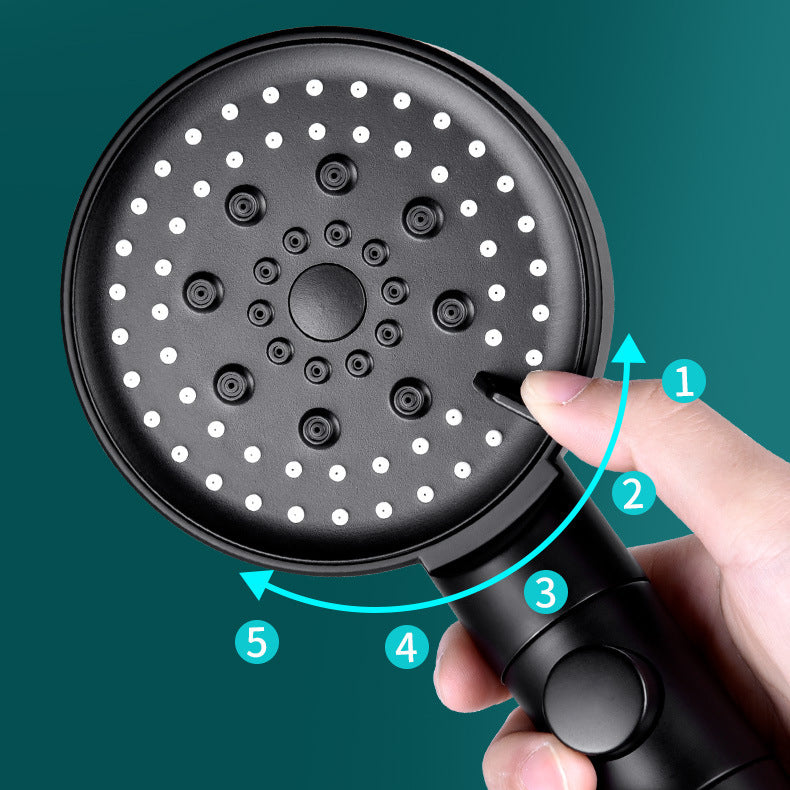 Round Spray Shower Head 6 Settings Adjustable Water Flow Handheld Shower Head