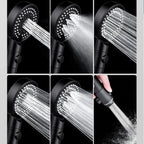 Round Spray Shower Head 6 Settings Adjustable Water Flow Handheld Shower Head