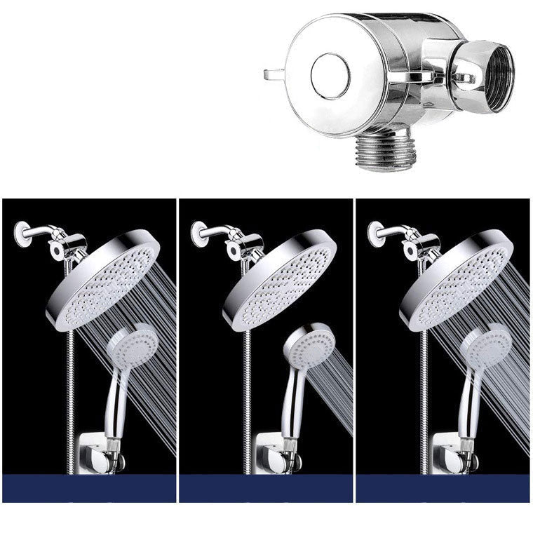 4-Setting Silver Shower Set Concealed Wall Mount Holder Tee with Outlet