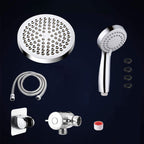 4-Setting Silver Shower Set Concealed Wall Mount Holder Tee with Outlet