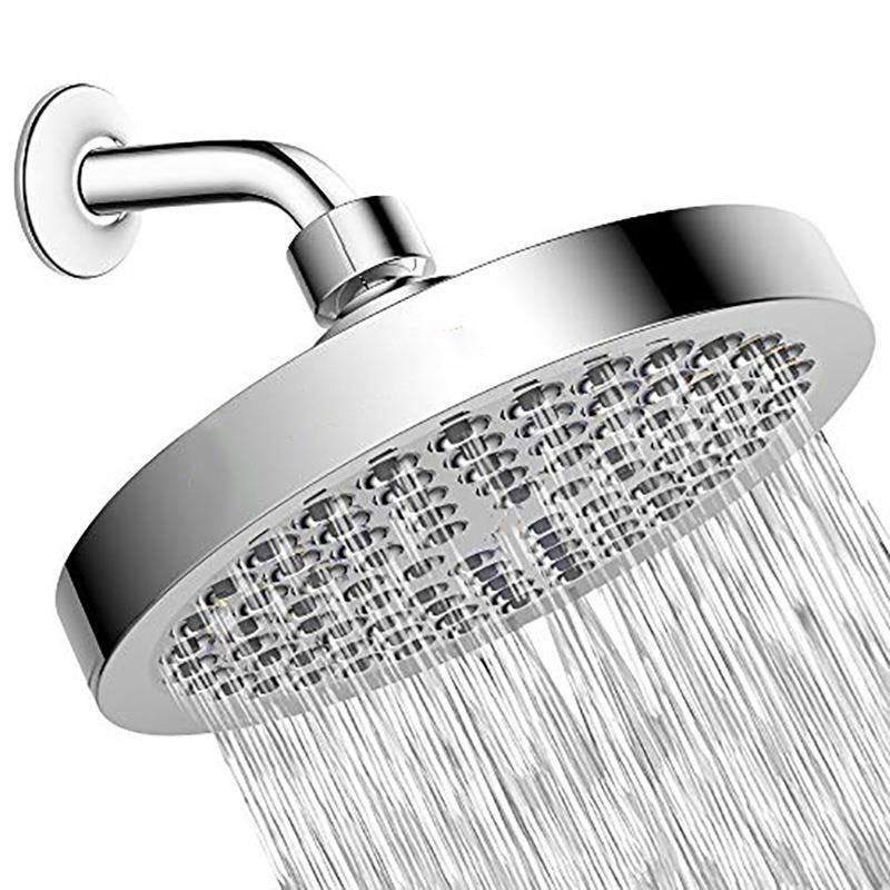 Round Pressure Regulated Rain Shower Head Wall Mount Adjustable Shower Head