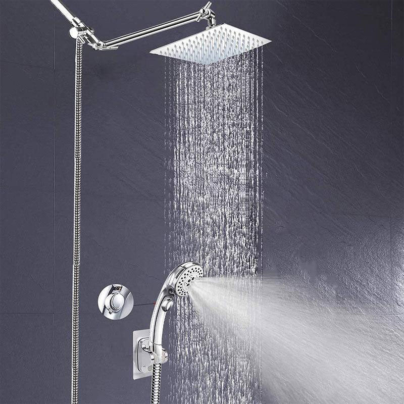 Stainless Steel 8 Inch Shower Set 5 Sprays Handheld Shower Head Shower Arm