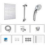 Stainless Steel 8 Inch Shower Set 5 Sprays Handheld Shower Head Shower Arm