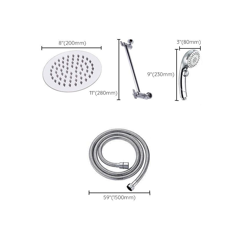 Stainless Steel 8 Inch Shower Set 5 Sprays Handheld Shower Head Shower Arm