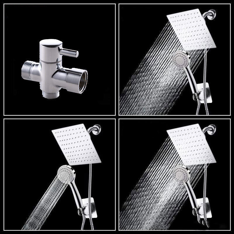 High Pressure 8 Inch Shower Set 3-Function Hand Shower Stainless Steel Square Ceiling Shower Head