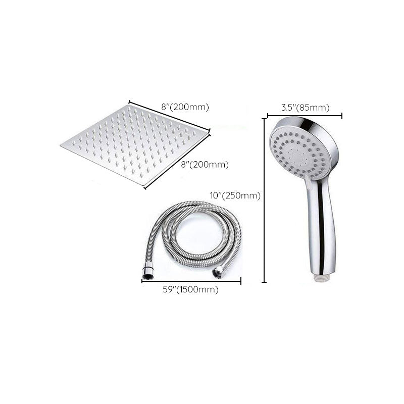 High Pressure 8 Inch Shower Set 3-Function Hand Shower Stainless Steel Square Ceiling Shower Head
