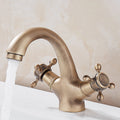 Glam Vanity Sink Faucet Brass Cross Handles Low Arc Basin Faucet
