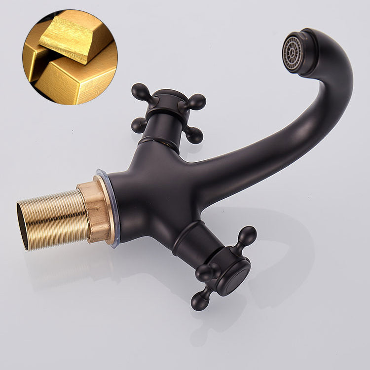 Glam Vanity Sink Faucet Brass Cross Handles Low Arc Basin Faucet