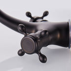 Glam Vanity Sink Faucet Brass Cross Handles Low Arc Basin Faucet