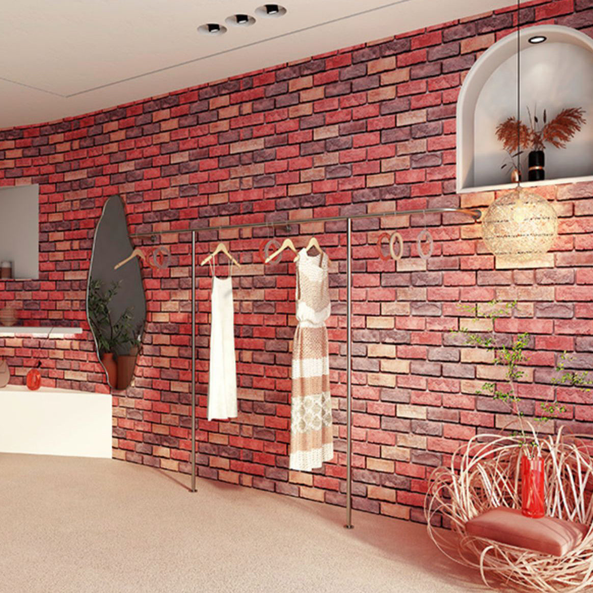 Industrial Wall Plank Brick Pattern Bathroom and Living Room Wall Panels