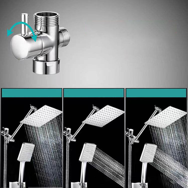 Contemporary Pull Down Dual Shower Head Square High Arc Shower Head Combo in Chrome