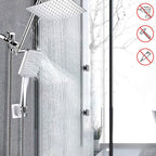 Contemporary Pull Down Dual Shower Head Square High Arc Shower Head Combo in Chrome
