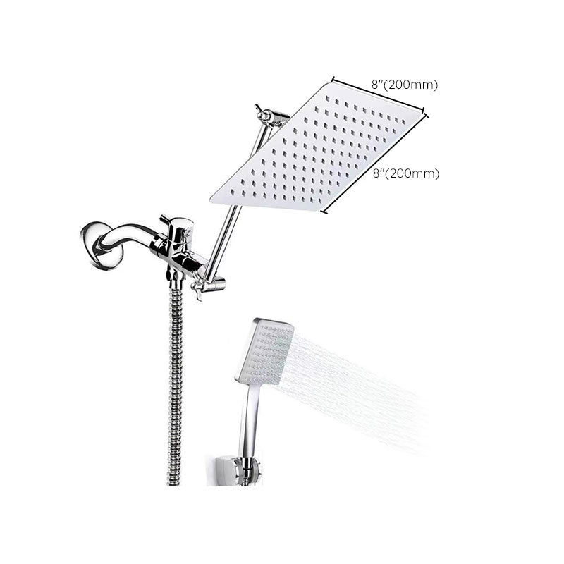 Contemporary Pull Down Dual Shower Head Square High Arc Shower Head Combo in Chrome