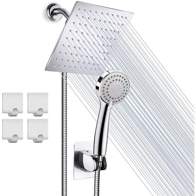 Modern Pull-Down Dual Showerhead Square High Arch Showerhead Combination