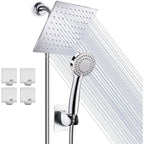 Modern Pull-Down Dual Showerhead Square High Arch Showerhead Combination