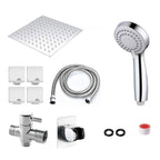 Modern Pull-Down Dual Showerhead Square High Arch Showerhead Combination