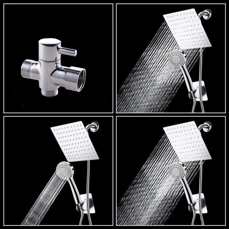 Modern Pull-Down Dual Showerhead Square High Arch Showerhead Combination