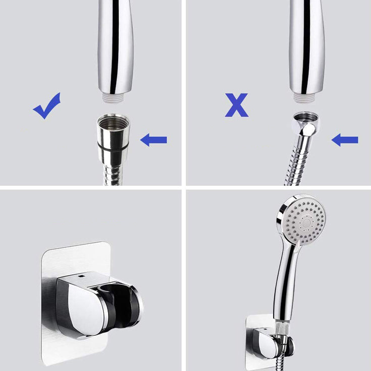 Modern Dual Shower Head Square High Arc Shower Head Combination in Silver