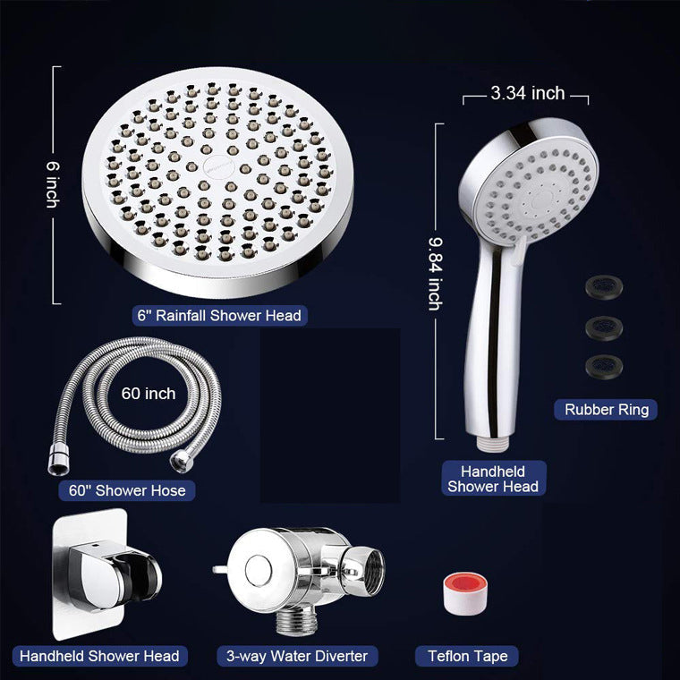 Modern Dual Shower Head Square High Arc Shower Head Combination in Silver