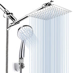 Contemporary Dual Shower Head Square High Arc Shower Head Combination in Chrome
