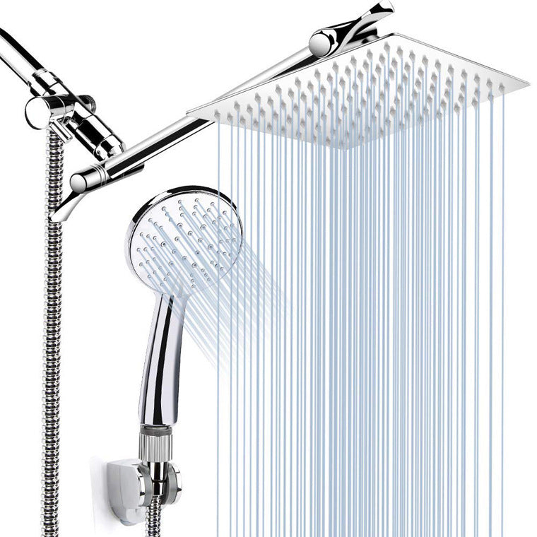Contemporary Dual Shower Head Square High Arc Shower Head Combination in Chrome