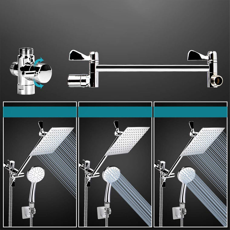 Contemporary Dual Shower Head Square High Arc Shower Head Combination in Chrome