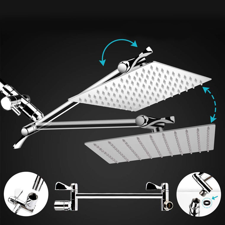 Contemporary Dual Shower Head Square High Arc Shower Head Combination in Chrome