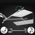 Contemporary Dual Shower Head Square High Arc Shower Head Combination in Chrome