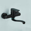 Low-Arc Bathtub Filler Black Lever Wall-Mounted Copper Bathtub Filler