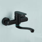 Low-Arc Bathtub Filler Black Lever Wall-Mounted Copper Bathtub Filler