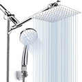 Standard Double Shower Set Round Metal Adjustable Spray Pattern Shower Head in Silver