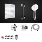 Standard Double Shower Set Round Metal Adjustable Spray Pattern Shower Head in Silver