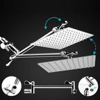 Standard Double Shower Set Round Metal Adjustable Spray Pattern Shower Head in Silver
