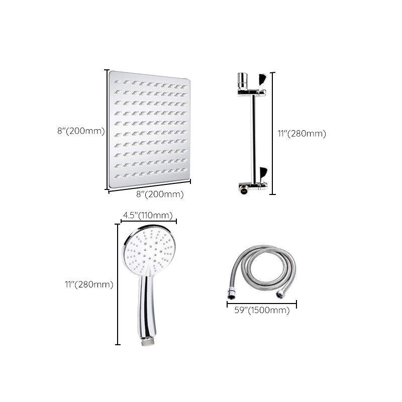 Standard Double Shower Set Round Metal Adjustable Spray Pattern Shower Head in Silver
