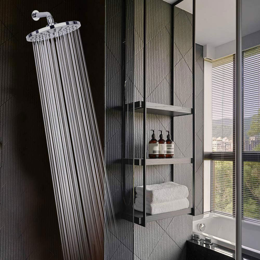 Contemporary Fest Shower Head Round Shower Head Combo in Silver