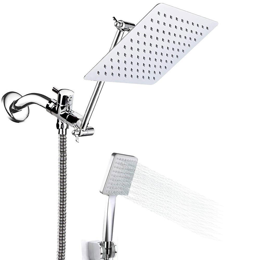 Contemporary Shower Head Combination Polished Stainless Steel Wall-Mounted Shower Head