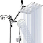 Modern Dual Shower Head Square High Arc Shower Head in Silver