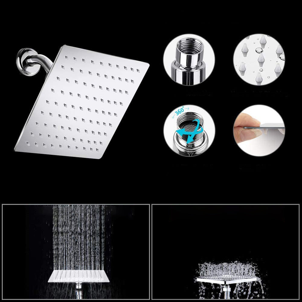 Modern Dual Shower Head Square High Arc Shower Head in Silver