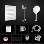 Modern Dual Shower Head Square High Arc Shower Head in Silver