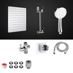 Modern Dual Shower Head Square High Arc Shower Head in Silver